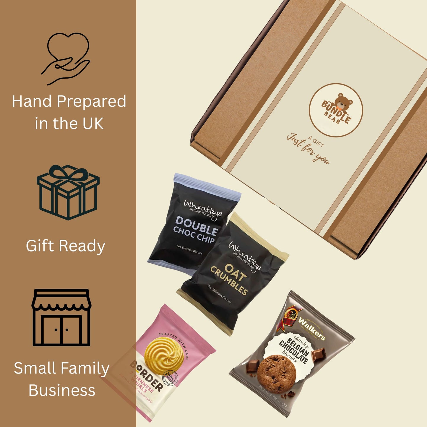 Biscuit Gift Set Hamper – Bundle Bear Biscuit Hamper including 18 Snack Twin Packs – Border Biscuits, Shortbread & Individually Wrapped Cookies/Birthday Hampers for Women & Men