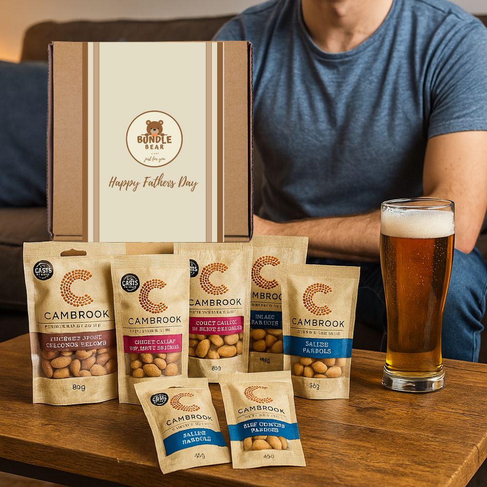 Nuts Gift Set, Including Cambrook Nut Snacks Packs in Gift Box – Premium Peanuts, Cashews & Almonds – Men’s Snack Hamper