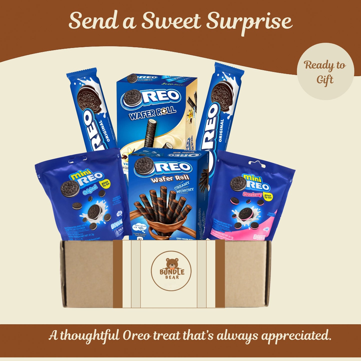 Oreo Biscuit Gift Set – 6 Piece Variety Box with Mini Oreos, Wafer Rolls & Classic Sandwich Biscuits – Chocolate Biscuit Selection Gift for Birthdays, Thank You & Sharing