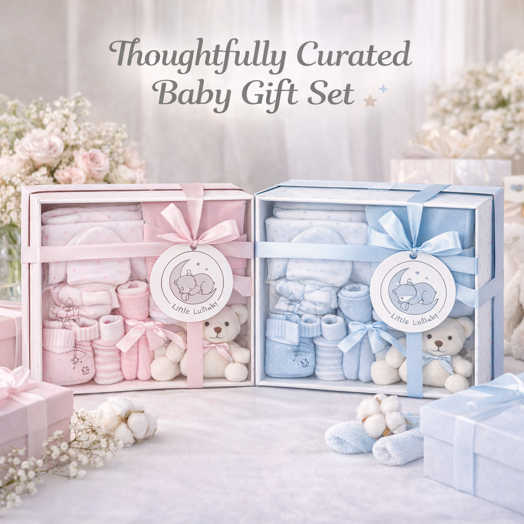 Little Lullaby Luxury Newborn Baby Gift Set – 7 Piece Box (0–3 Months)