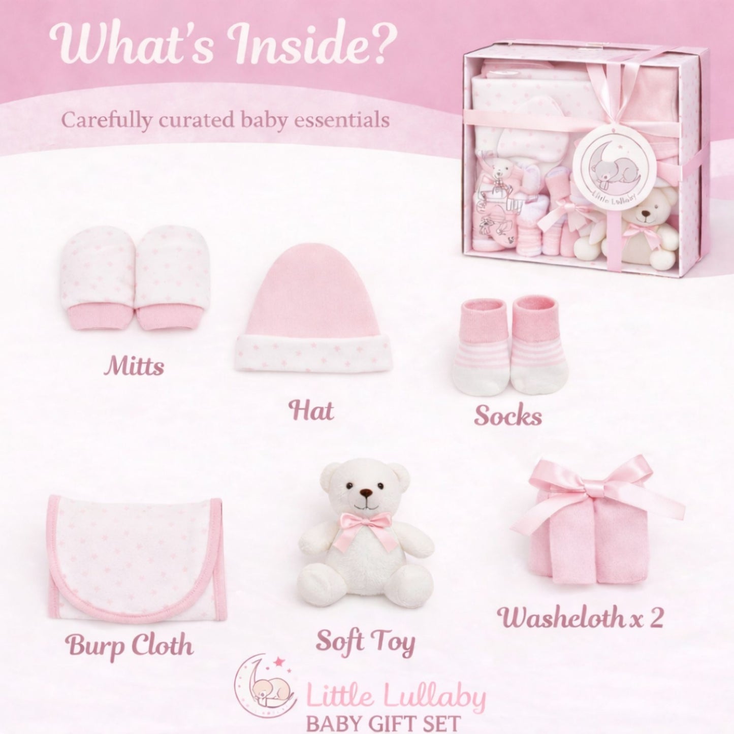 Little Lullaby Luxury Newborn Baby Gift Set – 7 Piece Box (0–3 Months)