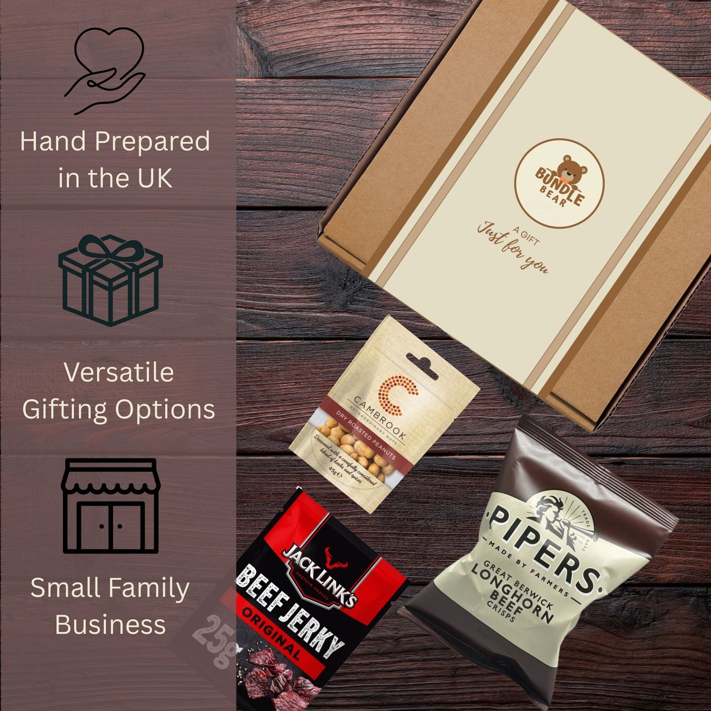 Pub Snacks Hamper for Men - Savoury Snack Gift Box with Beef Jerky, Pork Scratchings, Pipers Crisps, Cambrook Nuts, and More