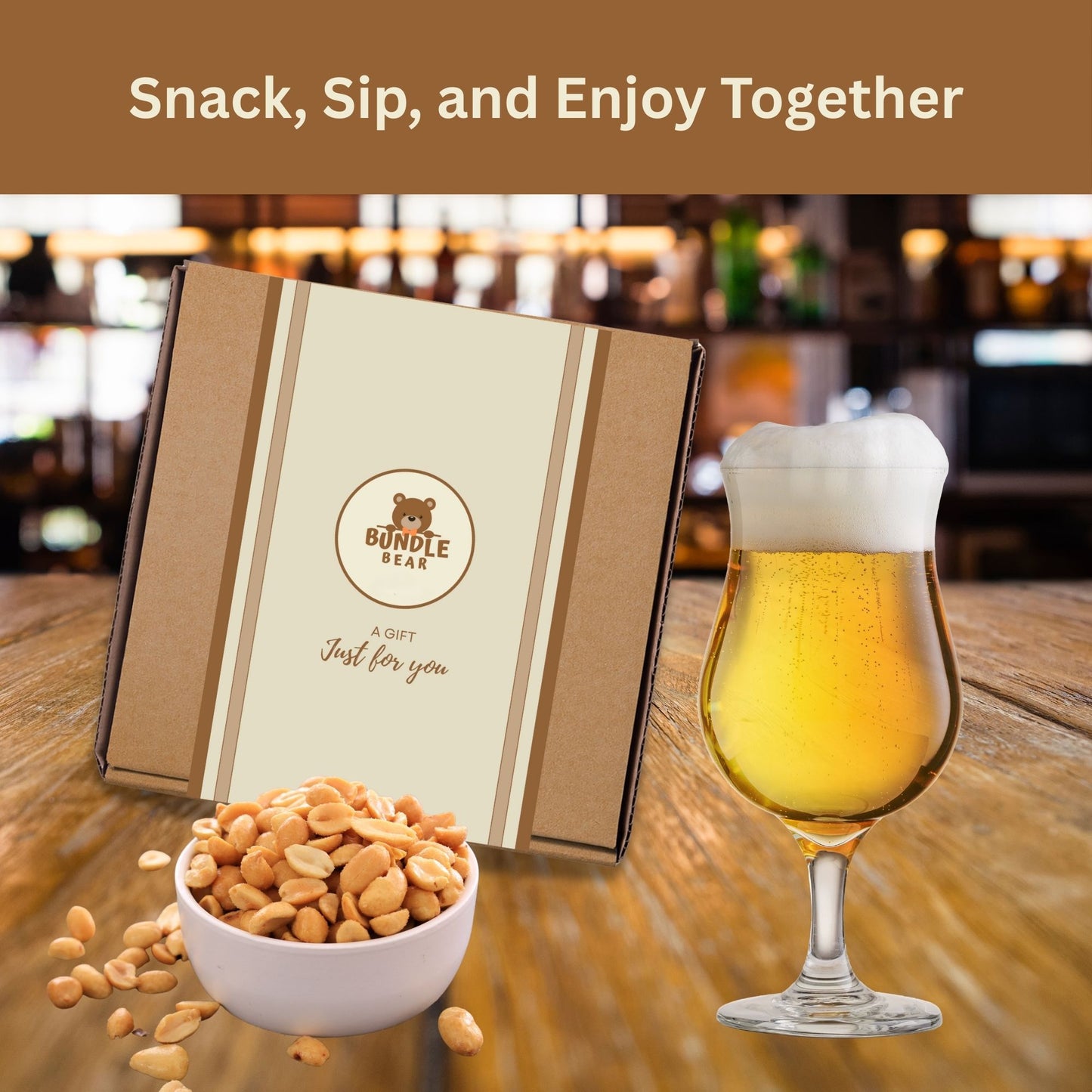 Pub Snacks Hamper for Men - Savoury Snack Gift Box with Beef Jerky, Pork Scratchings, Pipers Crisps, Cambrook Nuts, and More