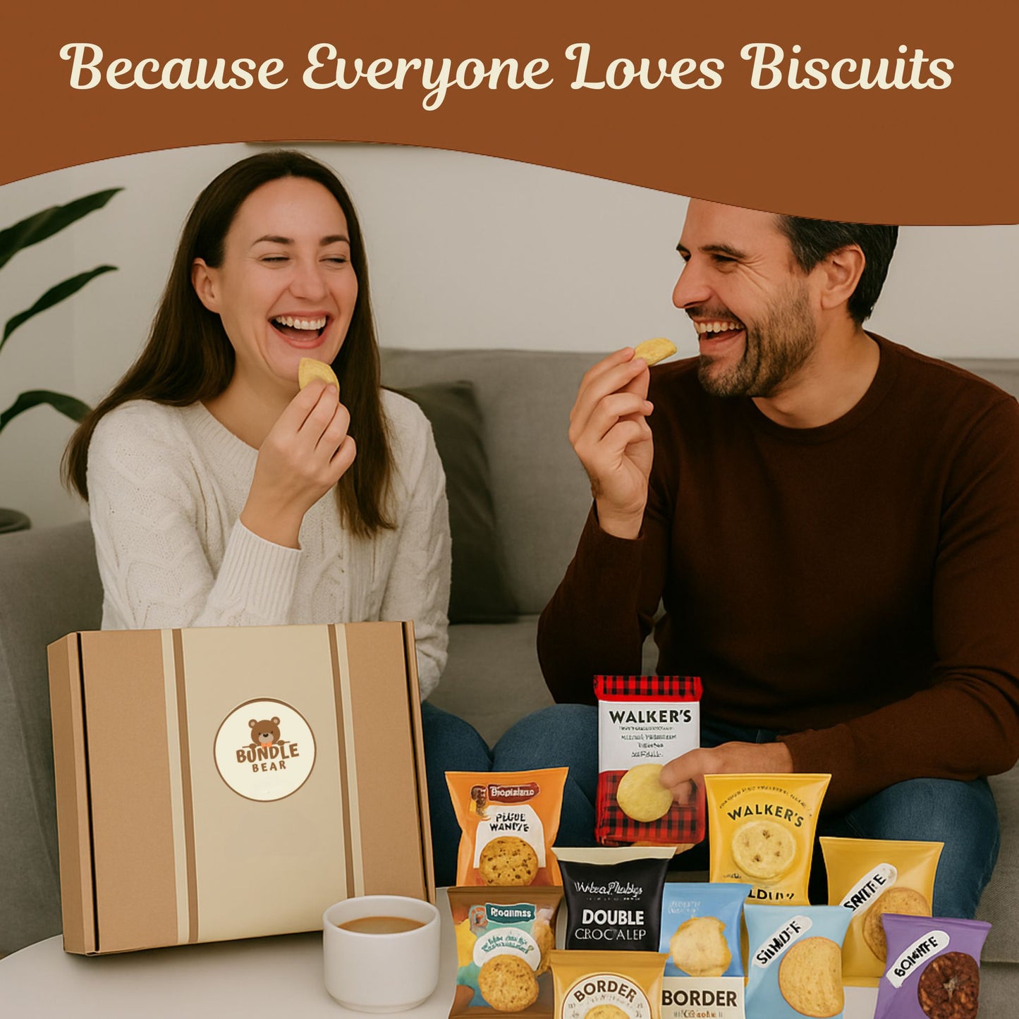 Biscuit Gift Set Hamper – Bundle Bear Biscuit Hamper including 18 Snack Twin Packs – Border Biscuits, Shortbread & Individually Wrapped Cookies/Birthday Hampers for Women & Men