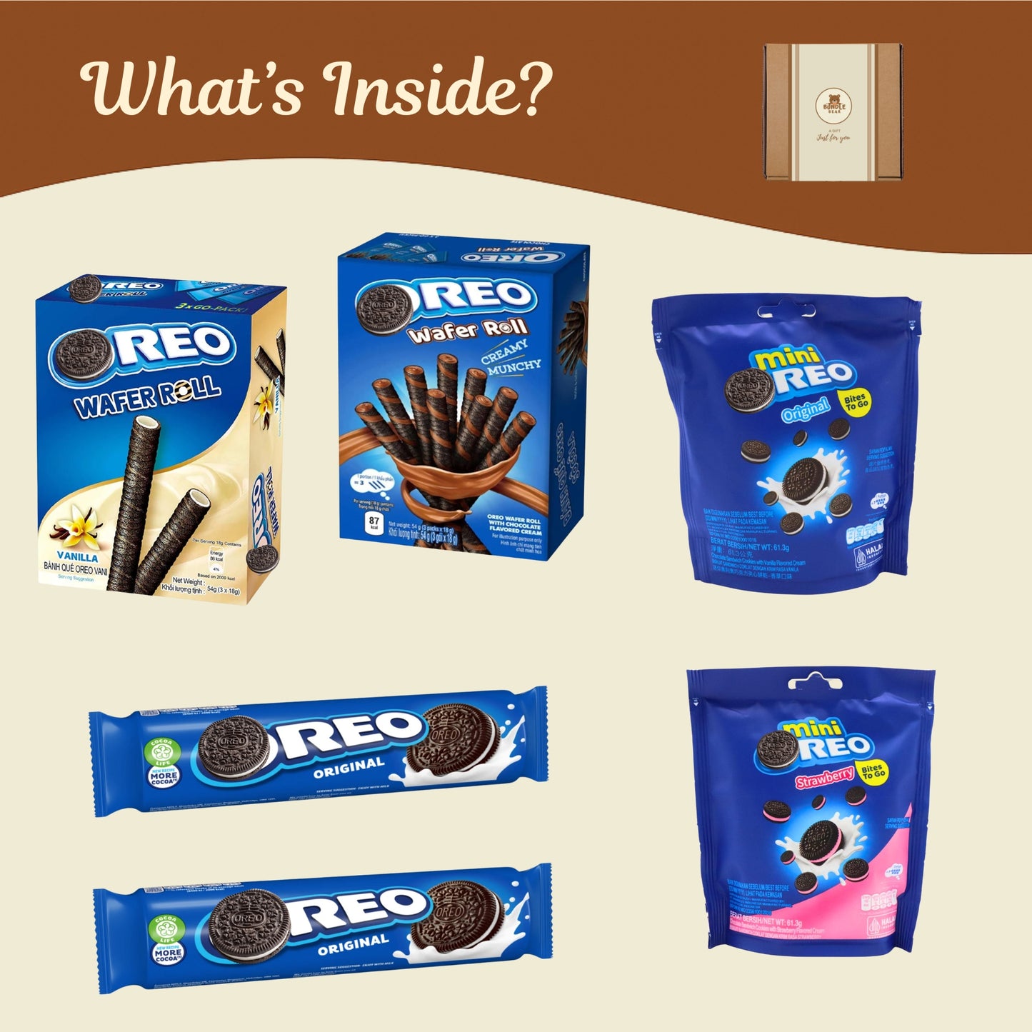 Oreo Biscuit Gift Set – 6 Piece Variety Box with Mini Oreos, Wafer Rolls & Classic Sandwich Biscuits – Chocolate Biscuit Selection Gift for Birthdays, Thank You & Sharing