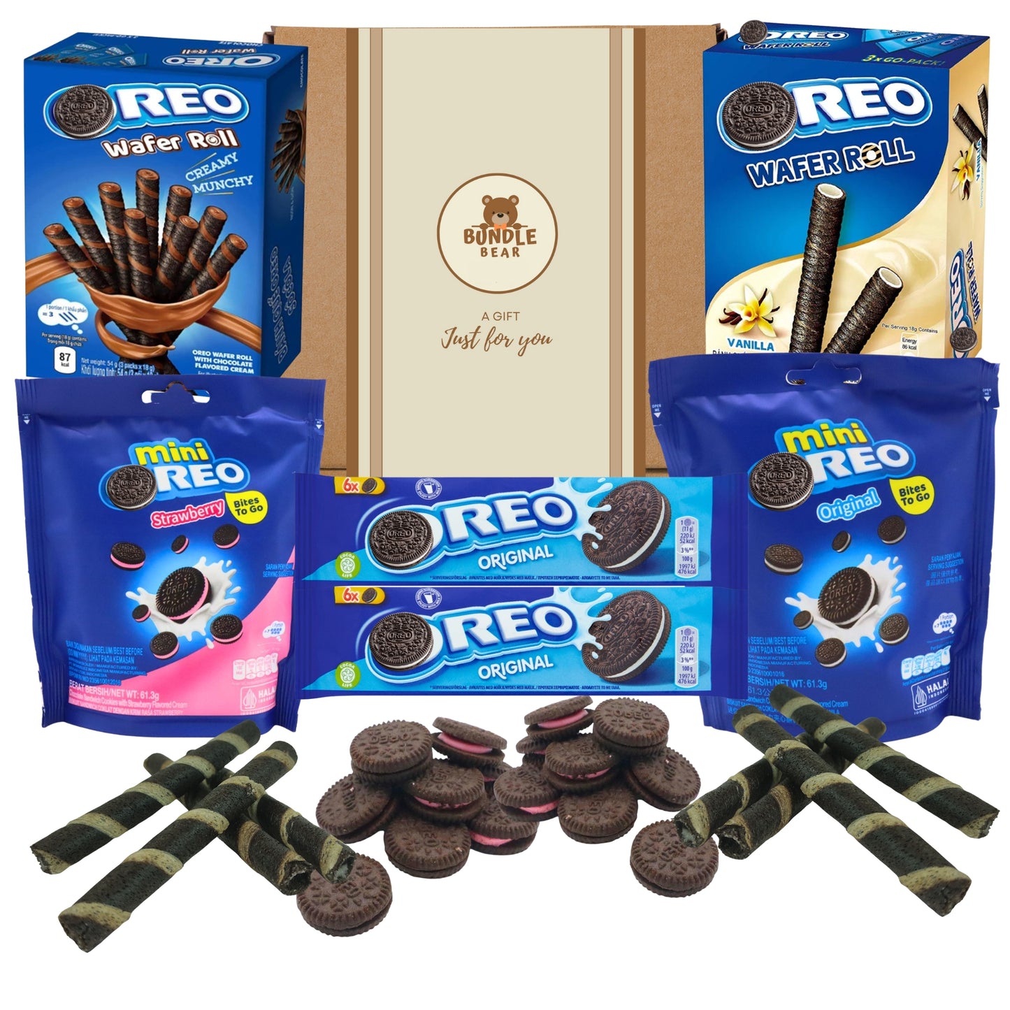 Oreo Biscuit Gift Set – 6 Piece Variety Box with Mini Oreos, Wafer Rolls & Classic Sandwich Biscuits – Chocolate Biscuit Selection Gift for Birthdays, Thank You & Sharing